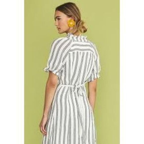 New Anthropologie Pilcro Ruffle-Collar Buttondown Dress Size 8 - Picture 3 of 9